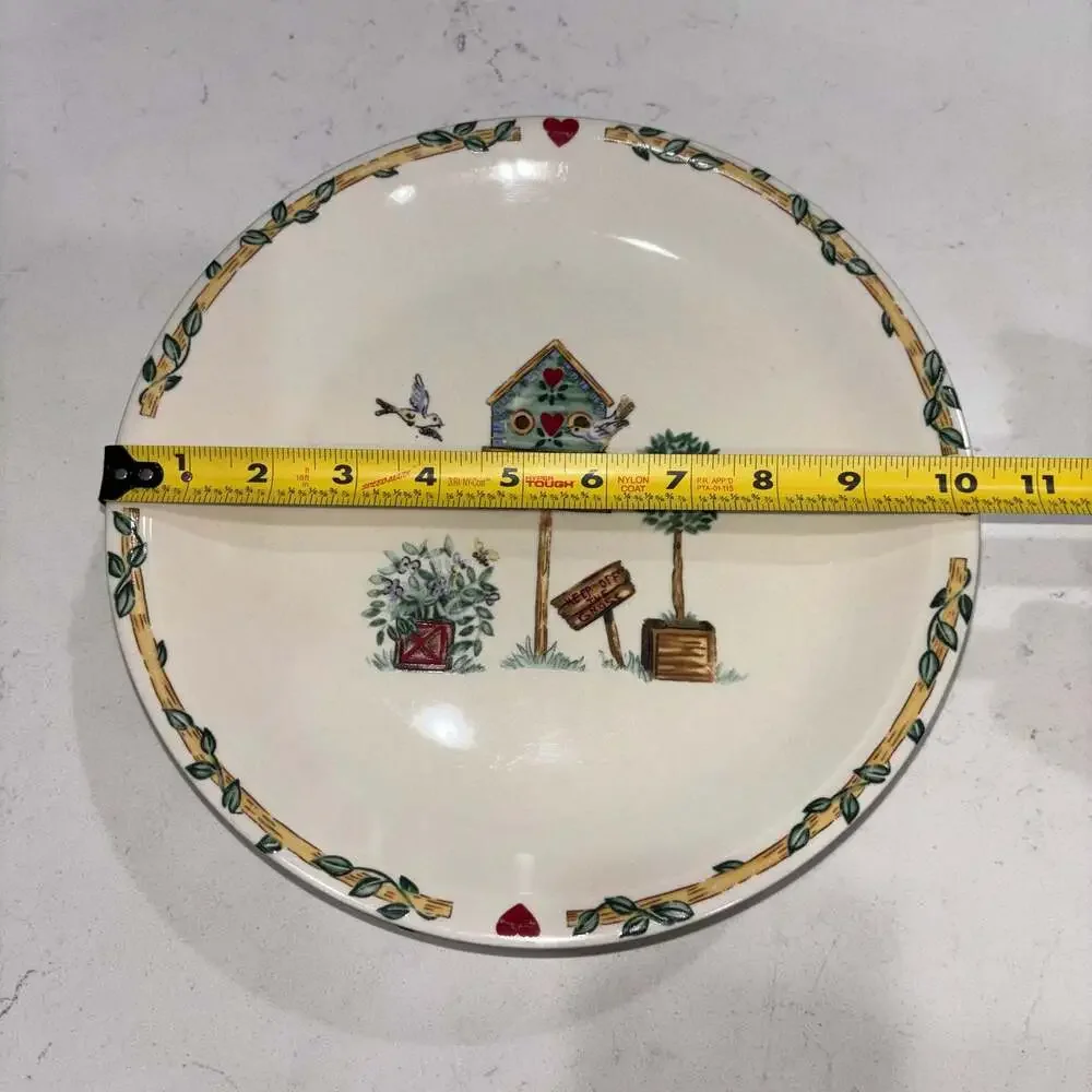 Thomson Pottery Birdhouse Pattern Dinner Plates 10.25” (6)